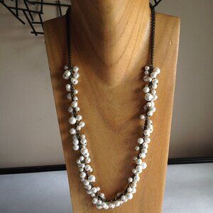 J Crew Pearl Strand Charm Long Necklace - 26"